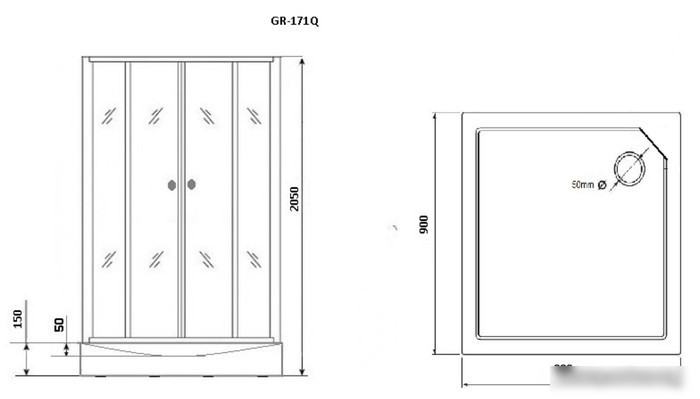 Душевая кабина Grossman GR171QL 90x90