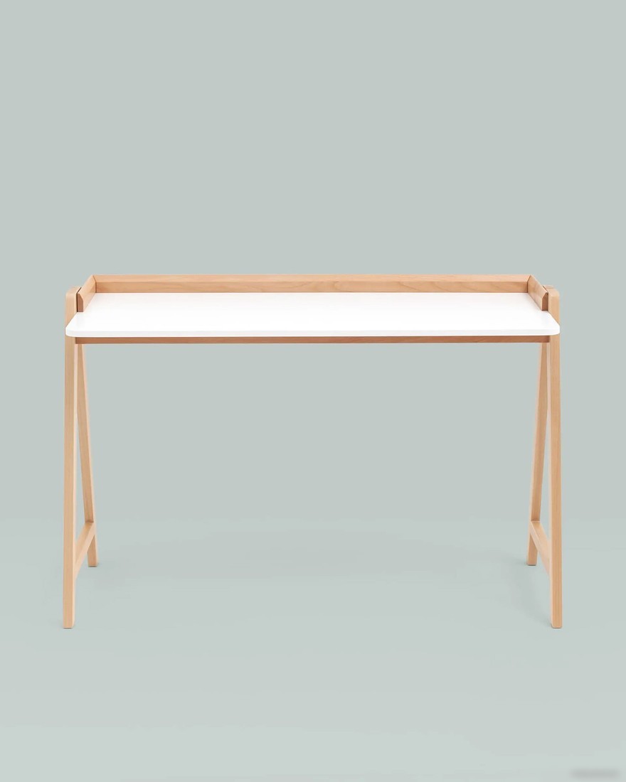 Стол Stool Group Pyramid 118x53 T-002-P (белый/светлое дерево)