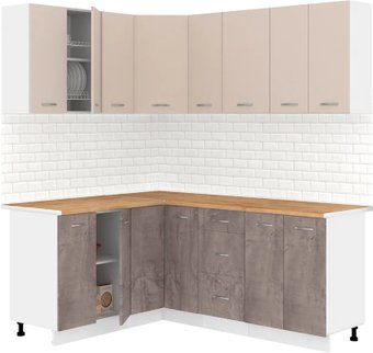Готовая кухня Кортекс-мебель Корнелия Лира 1.5x1.9 (капучино/оникс/дуб бунратти)