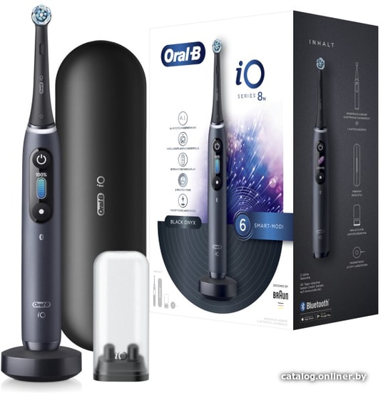 Электрическая зубная щетка Oral-B iO 8n (черный, 2 насадки)