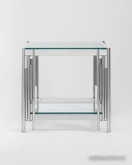 Журнальный столик Stool Group Гэтсби 55x55 EET-027 (прозрачное стекло/сталь серебристый)