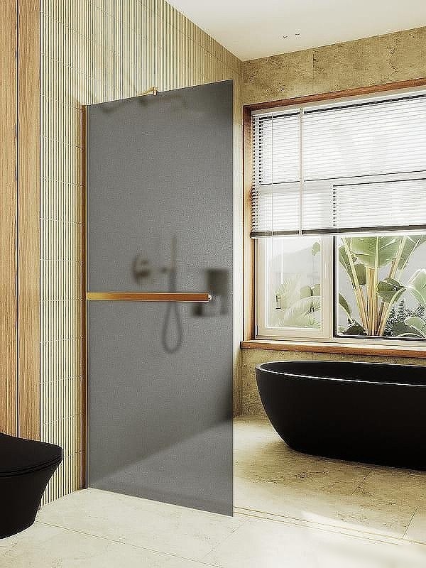 Душевая стенка MaybahGlass 99x195 MGD-1462-3ш (графитовое матовое стекло/золото)