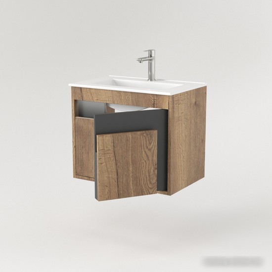 Дабер Тумба под умывальник 016 WeltWasser Deilbach 7517-60 Т16.6W.0.22_light (с подсветкой, дуб галифакс/серый)