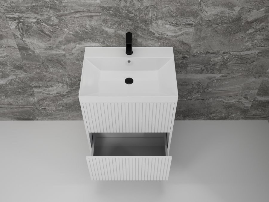 Symbolite Тумба под умывальник Стокгольм 60 Classic Push 2 ящика (белый рифленый софт)
