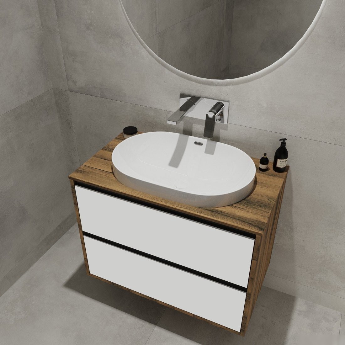 ЗОВ Тумба под умывальник Парма 60 P60LA0MWMC1B-LDSPA (аттик/белый матовый)