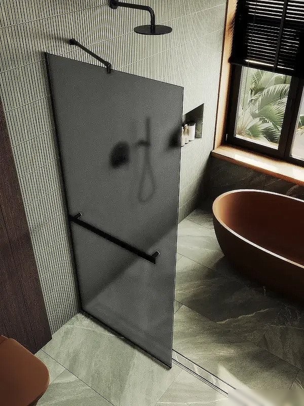 Душевая стенка MaybahGlass 99x195 MGD-1462-6у (графитовое матовое стекло/черный)