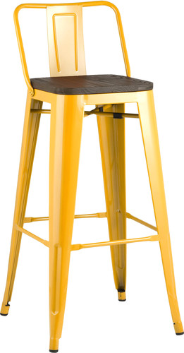 Стул Stool Group Tolix со спинкой YD-H765E-W LG-06 (желтый глянцевый/темное дерево)