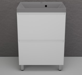 Symbolite Тумба под умывальник Манхэттен 60 Plus 2 ящика + Asti 60x45 (белый матовый/серый шелк)