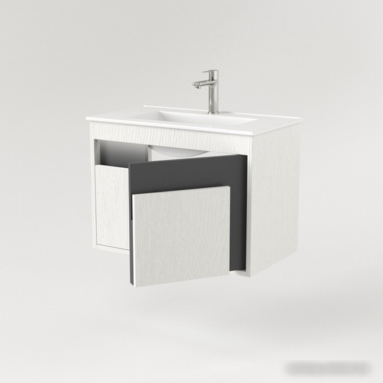 Дабер Тумба под умывальник 016 WeltWasser Deilbach 7517-70 Т16.7W.0.20_light (с подсветкой, белый древесный/серый)