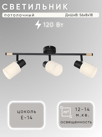 Спот Aitin Pro НПБ 02-3x40-102 DA6171/3 (черный/дерево)
