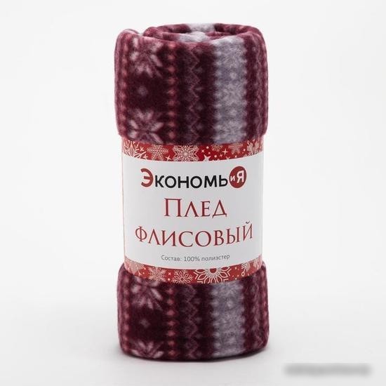 Плед Экономь и Я Зимний орнамент 6881734 150x200 (бордовый, 160 гр/м2)