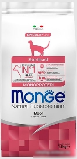 Сухой корм для кошек Monge Sterilised Beef 1.5 кг