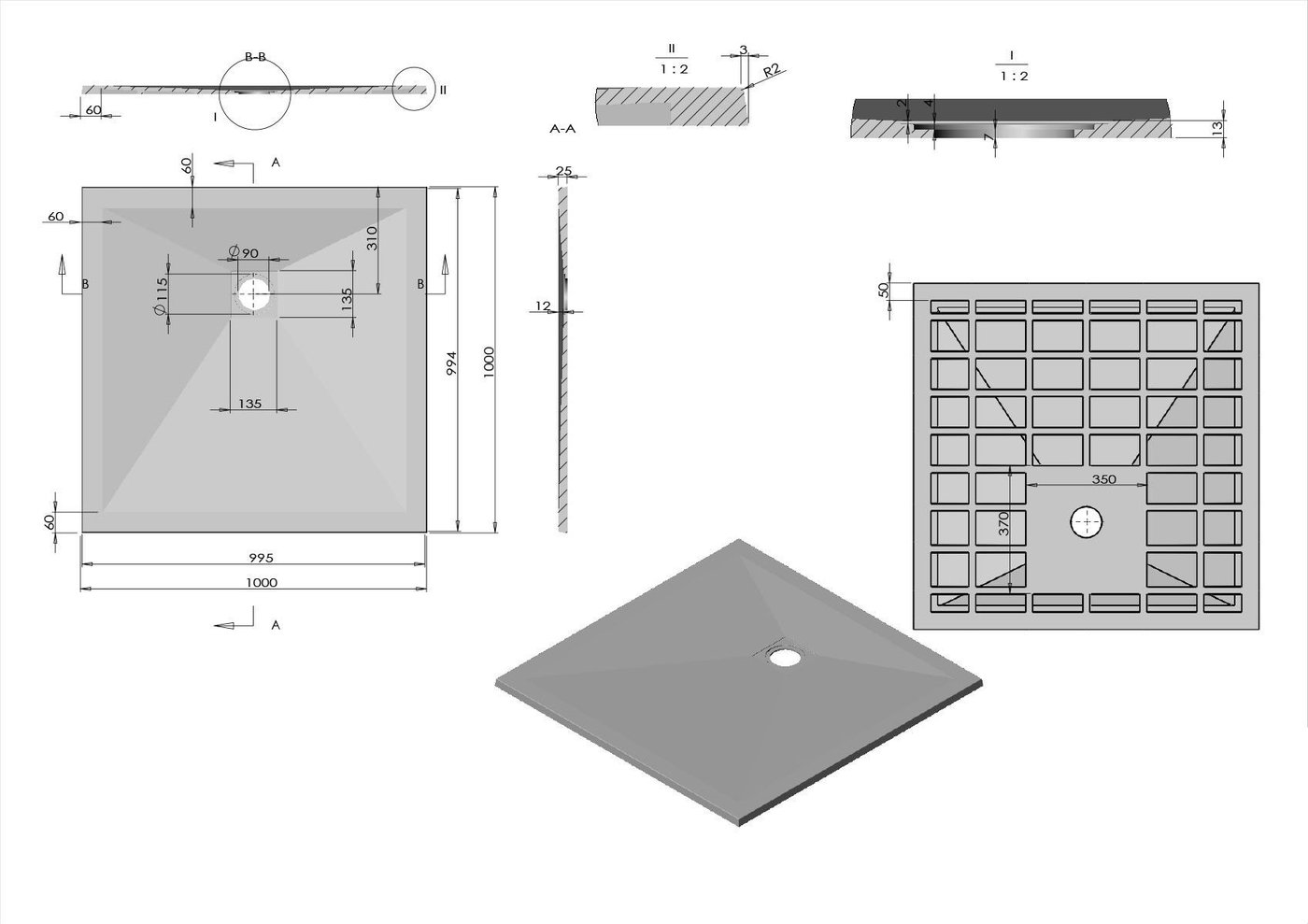Душевой поддон Vincea VST-4SR1010G 100x100
