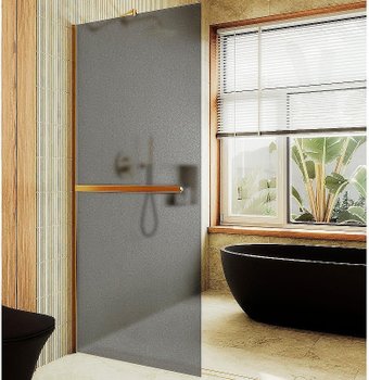 Душевая стенка MaybahGlass 99x195 MGD-1462-3ш (графитовое матовое стекло/золото)