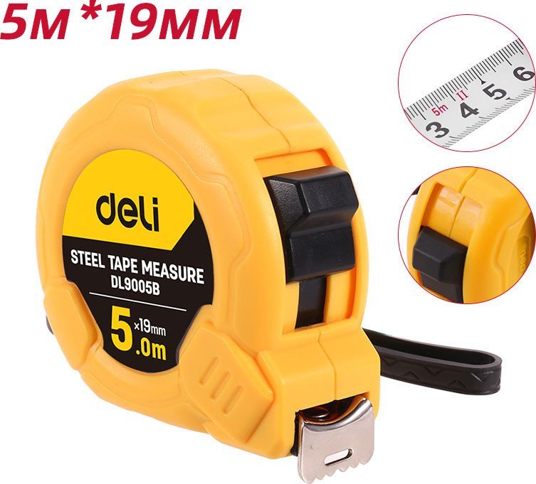 Рулетка Deli YS EDL9005B (5мx19мм, желтый)
