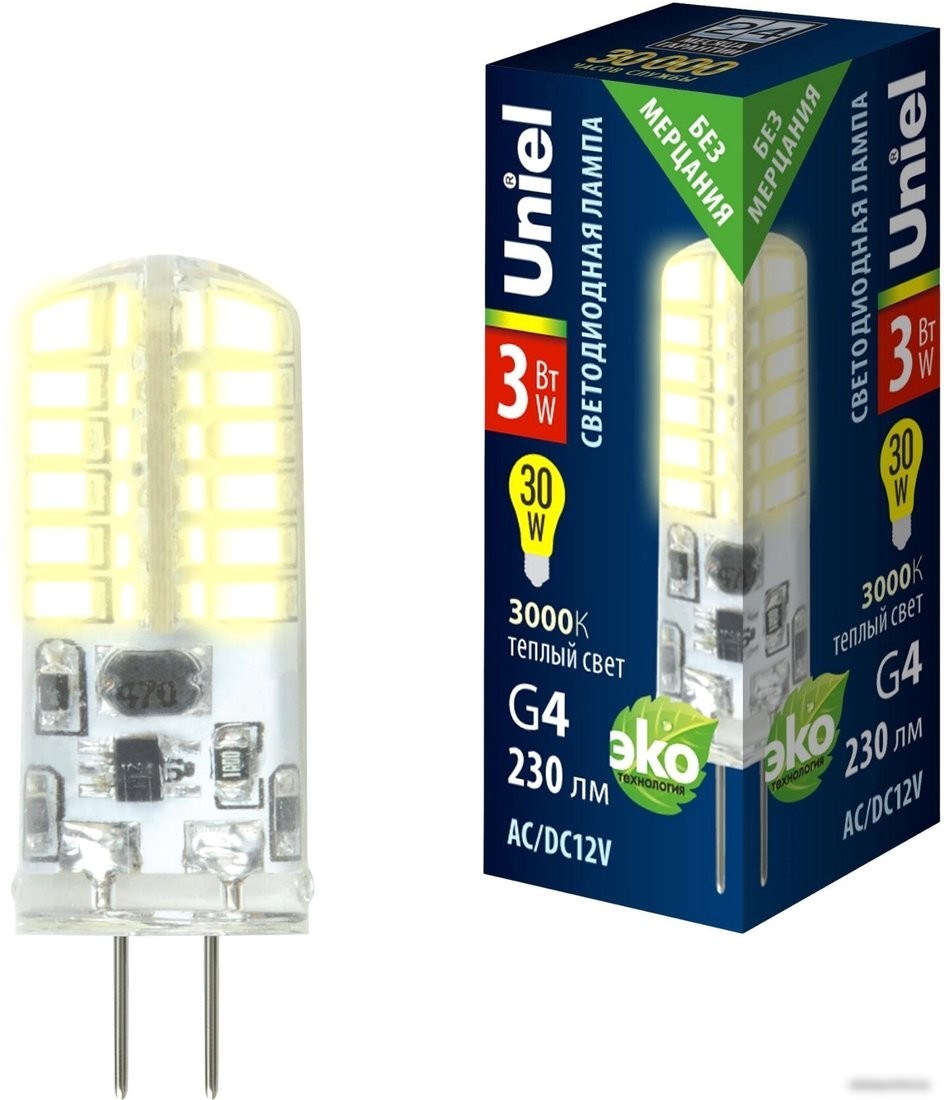 Светодиодная лампочка Uniel LED-JC-12/3W/3000K/G4/CL SIZ05TR UL-00010366