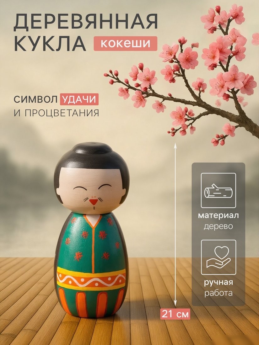 Статуэтка Sima-Land Японская кукла кокеши Фудзико 10465091